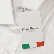 1円/春夏/Gian Bellini/Mサイズ/清涼シャツ さっぱり麻100％ 無地 ベーシック 胸ポケット リゾート 半袖 新品/白/ホワイト/gd201/_画像5