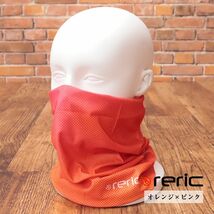 1円/reric/ネックゲイター COOL MAX 吸水速乾 UVカット 日焼け対策 ネックウォーマー ヘアバンド マスク 新品/オレンジ×ピンク/hf202/_画像1