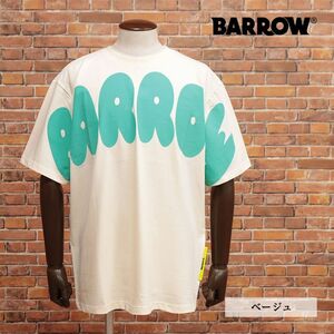 1円/2023SS/BARROW/XLサイズ/訳 レタード プリントTシャツ 034105 ジャージー バックプリント インパクト◎ 半袖 新品/ベージュ/ib244/