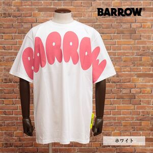 2023SS/BARROW/Lサイズ/レタード プリントTシャツ 034105 ジャージー バックプリント インパクト◎ 半袖 新品/白/ホワイト/ib244/