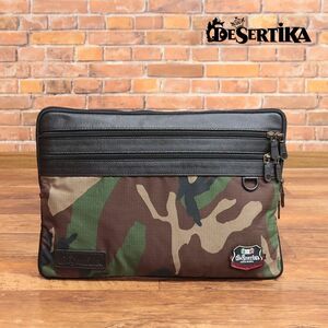 1円/DESERTIKA/訳 ハンドバッグ FIREMIND-1206 撥水 強度◎ CORDURA レザー切替 迷彩 ミリタリー イタリア製 新品/黒×迷彩/ie402/