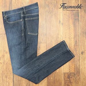 1円/Faconnable/40インチ/デニムパンツ ストレッチ伸縮 無地 ウォッシュ 5ポケット ジーパン 新品/インディゴ/if307/