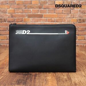 DSQUARED2/ clutch bag LPM0002 Logo print leather handbag Italy made second bag bag new goods / black / black /id283/