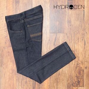 HYDROGEN/32インチ/美脚デニムパンツ ストレッチ快適 無地 定番 キレカジ ジーンズ イタリア製 ABライン 新品/インディゴ/ic446/