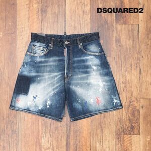 春夏/DSQUARED2/48サイズ/デニム ハーフパンツ S71MU0645 BOXER SHORT ストレッチ ダメージ ペイント イタリア製 新品/紺/ネイビー/id143/