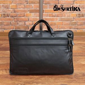 DESERTIKA/ビジネス バッグ MANIPOLA-06 レザー CORDURA 撥水 耐久 無地 イタリア製 2WAY カバン 新品/黒/ブラック/ie346/