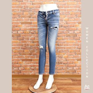 1円/春夏/DSQUARED2/IT34サイズ/S72LB0501 デニム パンツ JENNIFER CROPPED JEAN イタリア製 ディースクエアード 新品/青/ブルー/iy318/