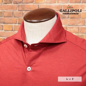 1円/GALLIPOLI camiceria/42(XS)サイズ/日本製シャツ シルケット 美艶ジャージー 伸縮 無地 カッタウェイ 長袖 新品赤/レッド/hc114/