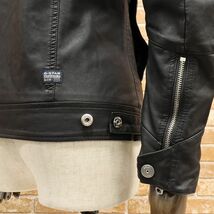 1円/G-STAR RAW/XSサイズ/エコレザー ブルゾン VODAN-R 3D SLIM GPL JKT D12653-5355-990 ワイルド 渋い 新品/黒/ブラック/ft434/_画像5