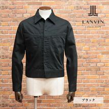 春夏/LANVIN COLLECTION/50サイズ/Gジャン ハリ コシ カラーデニム 無地 刺繍エンブロイダリー 日本製 新品/黒/ブラック/ib150/_画像1