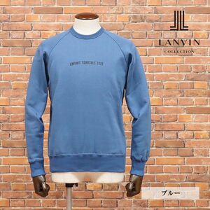 LANVIN COLLECTION/48サイズ/丸首トレーナー やわらかスウェット レタード プリント ラグラン 日本製 新品/青/ブルー/ib175/