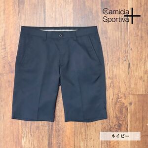 春夏/CamiciaSportiva/82cm/ハーフ パンツ 撥水 防汚 伸縮 無地 ゴルファー プリント ウエスト滑り止め ショーツ 新品/紺/ネイビー/ic465/