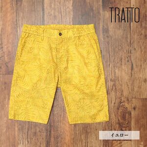 春夏/TRATTO/79cm/イージー ハーフパンツ 撥水 通気性 ストレッチ◎ ボタニカル柄 リゾート 短パン 新品/黄色/イエロー/ic319/