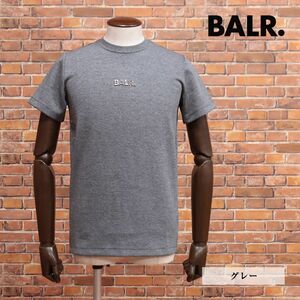 BALR./Sサイズ/丸首Tシャツ B1112.1051 Q-Series Straight T-shirt ロゴ プレート 伸縮性◎ ヨーロッパ製 半袖 新品/グレー/ib249/
