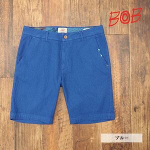 1円/春夏/BOB/52サイズ/ハーフ パンツ ドット柄 ジャガード ストレッチ 製品染め加工 イタリア製 かわいい ボブ 新品/青/ブルー/gb319/