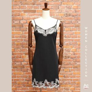 1 jpy / spring summer /ERMANNO/IT40 size / embroidery camisole One-piece Italy made imported car e Le Mans no new goods / black / black /iz458/