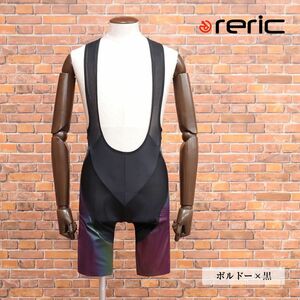 春夏/reric/XXLサイズ/国産ビブショーツ 吸汗速乾 ストレッチ メッシュ通気性◎ グラデーション サイクルウェア 新品/ボルドー×黒/ib306/