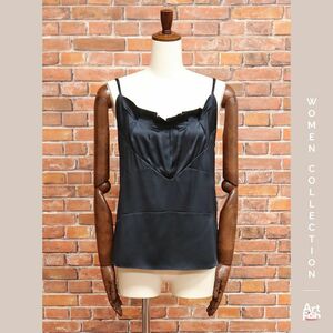 1 jpy / spring summer /DOROTHEE SCHUMACHER/2(S) size / silk satin camisole imported car Dorothy Schumacher new goods / navy blue / navy /iz507/