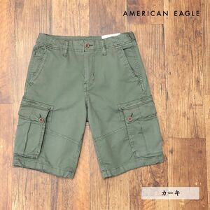 春夏/AMERICAN EAGLE/28インチ/カーゴ ハーフパンツ ストレッチ快適 ダメージ ガーメントダイ ワイルド 新品/カーキ/ih101/