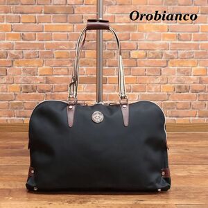 Orobianco/ tote bag STRETTA-D Limo nta company nylon leather switch plain simple Basic Italy made new goods / black / black /ie159/