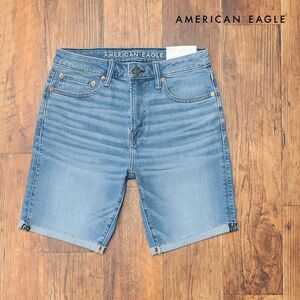 春夏/AMERICAN EAGLE/36インチ/デニム ハーフパンツ 3131-7482 伸縮性◎ ウォッシュ ダメージ加工 サーフ 新品/青/ブルー/ih110/