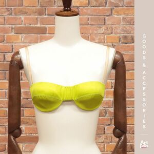 1 jpy /N°21/IT40 size / satin wire bra Italy made imported car nmero Vent u-no new goods / yellow green / green /iz635/