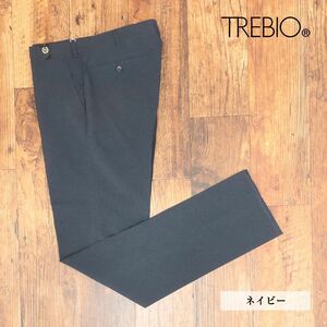 1円/TREBIO/85cm/スラックス パンツ 吸汗速乾 透湿 ストレッチ 透け防止 チェック柄 ノータック ゴルフ 脚長 新品/紺/ネイビー/id380/