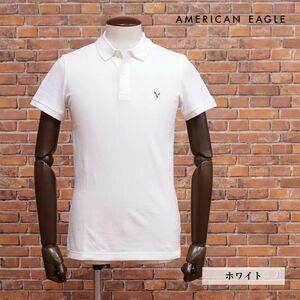 春夏/AMERICAN EAGLE/Sサイズ/ポロシャツ 1165-9146 清涼カノコ ワッペン 定番 ベーシック 半袖 新品/白/ホワイト/ih139/