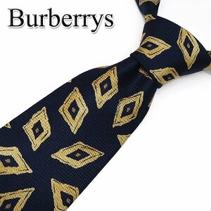 DKG★送料無料 NT3★美品 Burberrys バーバリー ネクタイ 紺 × 黄　BURBERRY　バーバリーネクタイ