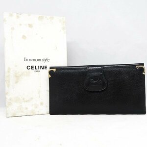 DKG★送料無料★ 未使用 CELINE セリーヌ ホースキャリッジ 馬車 ロゴ レザー 長財布　オールドセリーヌ 財布 未使用品