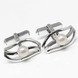 DKG★送料無料★ MIKIMOTO ミキモト 真珠 パール SILVER シルバー カフス パールカフス カフリンクス カフスボタン