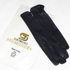 DKG★送料無料 SG06★ 未使用 SERMONETA セルモネータ グローブス イタリア製 男女兼用 片手 ゴルフ手袋 レザー ゴルフグローブ 紺 8 1/2