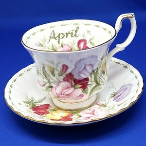 DKG★ 美品 ROYAL ALBERT ロイヤルアルバート フラワーオブザマンス APRIL 4月 C&S ボーンチャイナ カップ＆ソーサー 1客