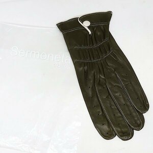 DKG★送料無料 SG67★ 未使用 SERMONETA セルモネータ グローブス イタリア製 男女兼用 片手 ゴルフ手袋 レザー ゴルフグローブ 緑 8 1/2