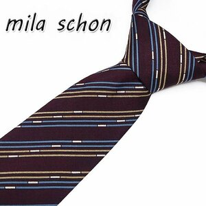 DKG★送料無料 NT33★ 美品 mila schon ミラショーン ネクタイ シルク 100% パープル イタリア製 シルクネクタイ