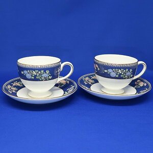 DKG★ 未使用 WEDGWOOD ウェッジウッド BLUE SIAM ブルーサイアム カップ＆ソーサー 2客　黒壺 ブルー サイアム ペア カップ ＆ ソーサー