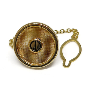 DKG* free shipping * dunhill Dunhill Gold color Old Dunhill round tie tack d Logo Dunhill tie tack tie tack chain 
