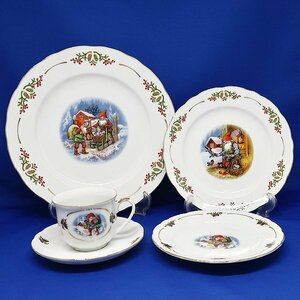 1円～ ★DKG★ 未使用 CHRISTINEHOLM PORCELAIN クリスティンホルム ポーセリン カップ＆ソーサー / プレート 大中小　計 5点 セット