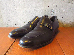 ビンテージ60’s70’s●WRIGHTストラップシューズ黒size 9 1/2C●240509k4-m-lf-275cm 1960s1970sメンズ革靴ローファーUチップ