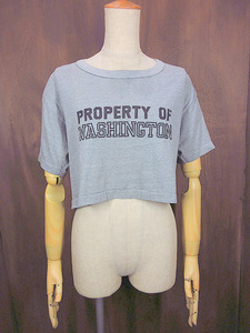 ビンテージ80's●PROPERTY OF WASHINGTONレディースショート丈Tシャツグレー●240509j6-w-tsh古着1980s