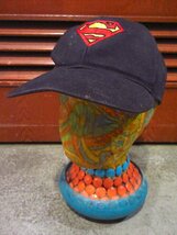 ビンテージ●キッズSUPERMANロゴ6パネルスナップバックキャップ黒●240515c7-k-ht 子供用帽子スーパーマン_画像1