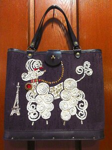  Vintage 70's* poodle &eferu. jewelry handbag *240516c4-bag-hnd 1970s lady's retro bag 
