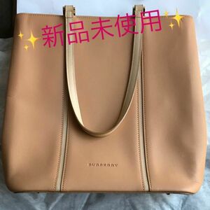 期間限定　[美品]　Burberry レザートート　レザー　型押しロゴ　キャメル　ノバチェック柄　トートバック　