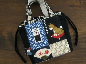 * hand made * shogi .. dog Chan!(^^)! rice ball onigiri pouch pouch bag Mini bag lovely!(^^)! peace pattern Mini lunch bag legume .