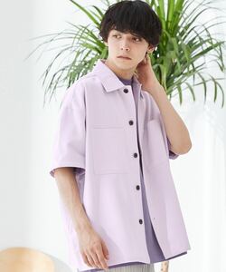 未使用美品 モノマート TRストレッチ オーバーサイズ CPOシャツ (1/2 sleeve) FREE 新品 ライラック