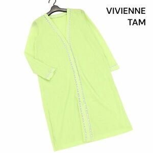 VIVIENNE TAM ヴィヴィアンタム 春夏 ライン デザイン♪ ロング カーディガン Sz.38　レディース 日本製　K4T00506_4#M