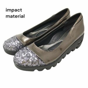 新品同様★ impact material インパクトマテリアル スパンコール×エナメル♪ パンプス シューズ Sz.23.5　レディース　K4G00061_4#U