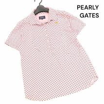 PEARLY GATES パーリーゲイツ 春夏 ドット♪ 総柄 半袖 切替 プルオーバー シャツ Sz.2　レディース ゴルフ 日本製 ピンク　K4T00522_4#A_画像1