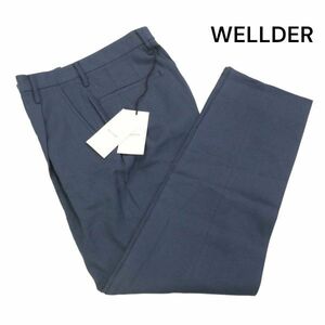 【新品 未使用】 WELLDER ウェルダー 通年 麻 リネン混♪ ストレッチ スラックス パンツ Sz.0　レディース ネイビー 日本製　K4B00360_4#R