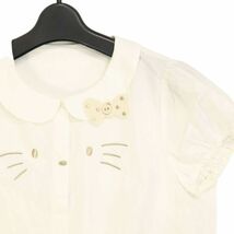 franche lippee × HELLO KITTY フランシュリッペ ハローキティ♪ 春夏 半袖 丸襟 ブラウス シャツ Sz.M　レディース 白　K4T00543_4#A_画像2